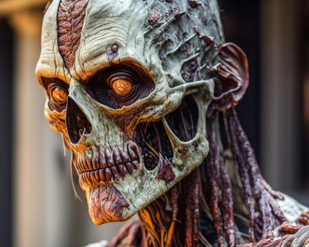 closeup of a zombie, intricate details