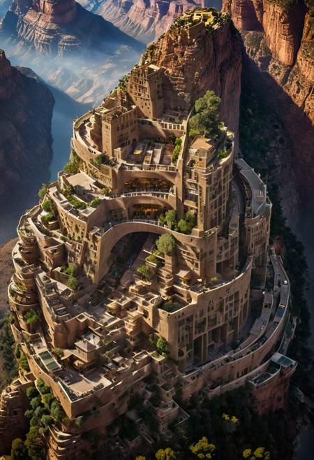 (The colonial city of the future, in the mist-filled Grand Canyon, on an unknown Earth-like planet, 2 moon on sky, Spaceship flight connects colonies, waterfulls:1.3), (Machu Picchu, a mountain settlement, incredibly spectacular:1.2), (Mario Botta:1.3), (avant-garde, future, reality, science fiction, photorealistic), (modern architecture:1.2), 
(Large Files, Ultra Realistic, 8K, 16k, FHD, HD, VFX, Perfect, Photography, composition, Architecture Sales Photography, Architecture Competition, Ultra High Resolution, Cinematography, High Resolution Image:1.1), (dramatic lighting, direct sunlight, ray tracing, clear shadow:1.2),  (real landscape:1.1), (blurred background:1.0), (urban background, more_details) ,
ac_neg1, great lighting, clear, hillscastel, extrusionbuilding, vertical