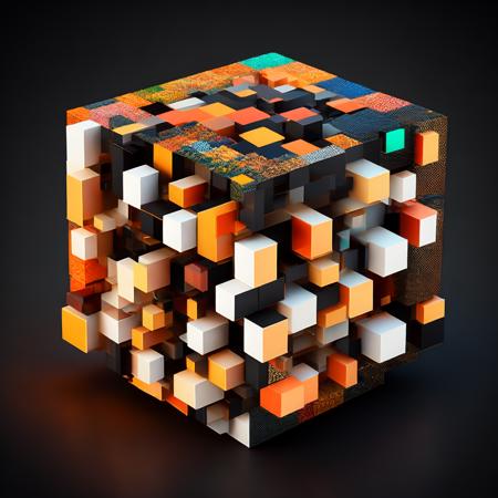 (cubismcubed style:1) a cube made out of cubes with a black background <lora:djzCubismCubedV21_LoraBooth:1>