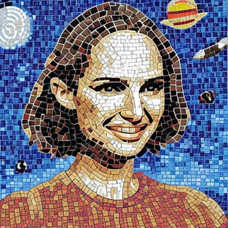 mosaic art Natalie Portman in space