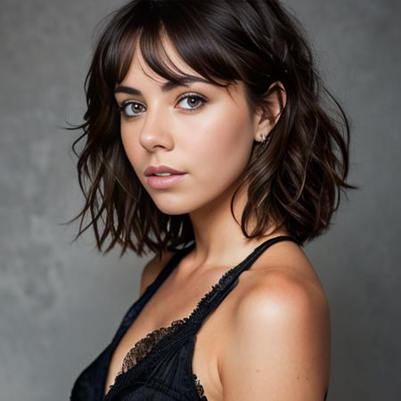 photograph of a 19 yo american woman <aubreyplazaface> with short brown hair, messy hair style, short hair style, a character portrait by Alayna Lemmer, wallpaper, poster, sharp focus, insanely detailed, lush detail, filigree, intricate, crystalline, perfectionism, max detail, 4k uhd, masterpiece, hard edge, studio portrait, studio photography Leica M2, sigma 50mm Lens, f/5.6, #myportfolio, 500px