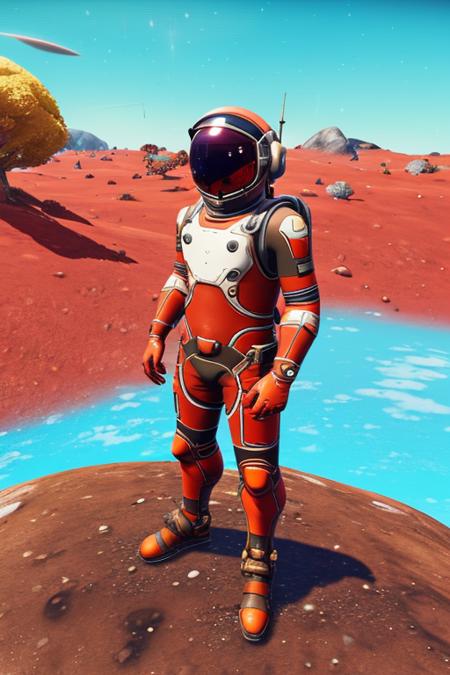 nomanssky style astronaut with red armor