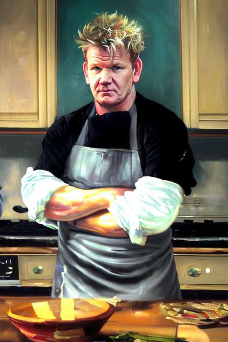 (oil painting:1.2) of (gordon ramsay:1.1) in the kitchen <lora:bouguereau-01:0.8>