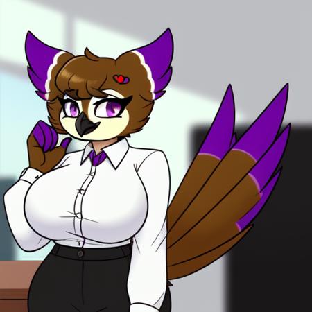 owl anthro female purple ears purple fingers