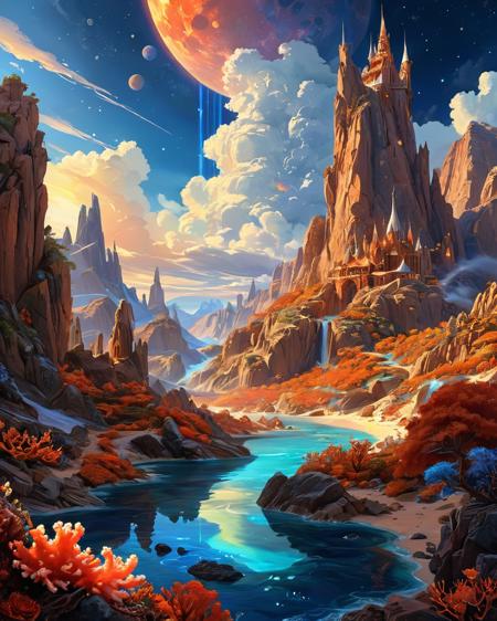 ethereal fantasy concept art of  breathtaking  a wanderer between worlds in flowing clothes, (epic landscape:1.5),  (style Ido  drawing), (style Ido  painting),best quality, masterpiece, extremely detailed,  professional  art,  professional painting, an extremely delicate and beautiful, dynamic,  great lighting, perfect shading, professional shading, depth of field,   side soft light, elegant, gorgeous, highly detailed,   full shot, uncropped,   pure genious, absolutely perfect,  highly detailed, breathtaking,
image style is octane render with detailed John Berkey  incluence ,, landscape  a cosmic canvas where stars weave tales of eternity, Towering Granite Spires and Cliffs,            many small clouds, and one big cloud, and clear sky,,   in the sky is blackhole and coronal flares and asteroid belts ,  ,a vibrant coral reef, with schools of fish darting between the brightly colored coral structures.,
<lora:psychedelic_trip:0.7> psychedelic trip,
<lora:EldritchRomanceIllustration1.3.1:0.5>,
<lora:- SDXL - vanta-black_contrast_V3.0:0.2>,
<lora:add-detail-xl:1>,
<lora:detailed_notrigger:1>,, masterpiece, award-winning, professional, highly detailed, magnificent, celestial, ethereal, painterly, epic, majestic, magical, fantasy art, cover art, dreamy