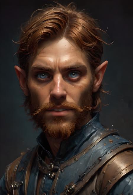 high fantasy_setting,concepts from Baldurs Gate,(ultra realistic:1.3),(best quality:1.3),(illustration:1.1),(hyper_detailed:1.1),(high_quality:1.1),masterpiece,intricate_details,ultra_detailed,male focus,(1 auburn haired man:1.1),(rogue_thief),(wearing black thief clothing:1.4),(half breed race:1.1),young,(male:1.5),silver accessories,(blue eyes:1.2),(black daggers:1.1),fantasy village,(slightly crazed gaze:1.2),(tool belt:1.2),(night),(outside tavern:1.1),(hood:1.3),(short trim beard),fixl-art,portrait,<lora:SDXLFaeTastic2400:1>,<lora:more_details:1>,(from above:1.2),(looking at camera:1.1),<lora:LaxpeintXL-2.0:0.7>,
