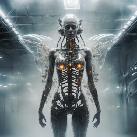 symbiotic relationship between mechanical insect parasite and a transparent alien woman,(double exposure:1.3) effect of (nude female full body:1.2) portrait silhouette,superimposed against space station by Conrad Roset,(Brandon Kidwell:1.2),Andreas Lie,Dan Mountford,Agnes Cecile,Jeremy Mann,oil and ink canvas,fine art,biolumiscent,super dramatic light,photoillustration,amazing depth,hyperdetailed,iridescent white,redundant dreams,intricate detailed,amazing depth,stunning atmosphere,mesmerizing whimsical vibrant scenery,maximalism (Beautiful Outside, Ugly Inside, Stress and Pain, Beauty and Despair, Hard and Soft, Positive and Negative, Hot and Cold, Sweet and Sour, Vibrant and Dull, Perfect Harmony, Light and Dark, Hot and Cold, Old and Young, Fire and Ice, Yin and Yang, Opposites, Black and white, Hot and Cold, Organic and Mechanical, Corresponding colors, Loud and Quiet, Chaos and Peace,  Night and Day:1.4) complex masterwork by head of prompt engineering,<lora:add-detail-xl:2>,<lora:Aether_Ghost_v1.1_LoRA:0.8>,<lora:wowifierXL:0.1>,