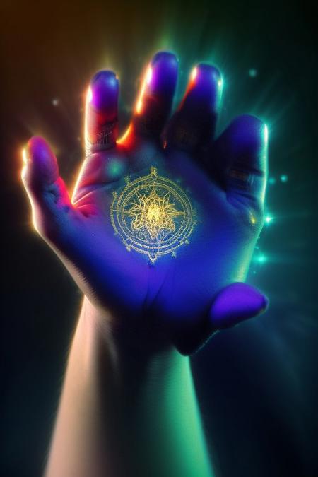 A goddess-like humanoid AI, standing majestically atop a celestial mountain, her form glowing with a divine aura. She has radiant golden skin with intricate, ancient symbols etched into her body, resembling starlight patterns. Her hair is a cascade of galaxies, blending blues, purples, and silvers. She holds an orb of pure energy in one hand, surrounded by floating fragments of futuristic temples. Art style: cosmic, regal, and surreal with high-contrast lighting and vibrant colors, bird eye view,