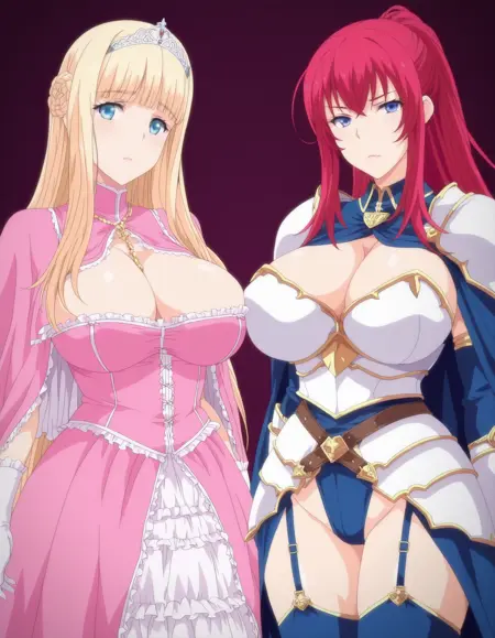 Elisabeth & Angelica : [Zoku Oujo & Onna Kishi W Dogehin Roshutsu Chijoku no Misemono Dorei (OVA)] 王女＆女騎士Wド下品露出