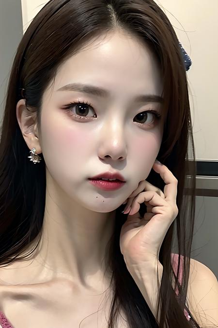 Best quality, masterpiece, ultra high res, (photorealistic:1.4), raw photo, 1girl, earrings, jewelry, 1girl, looking at viewer, realistic, closeup