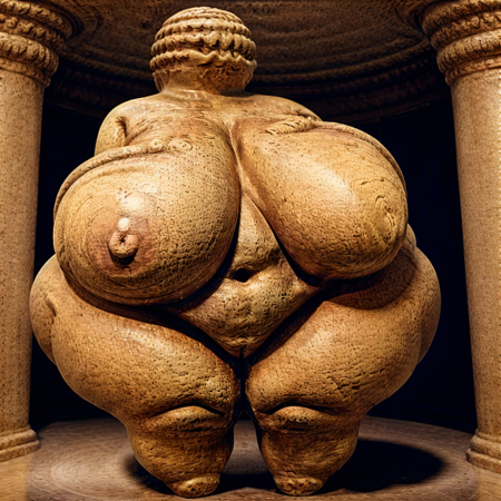 statue, obese woman, large breast