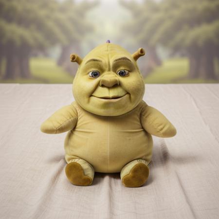 cinematic macro product shot, stuffed (plushieStyle) green shrek <lora:plushieStyle:1>  <lora:ShrekDoguVersion2:.8>