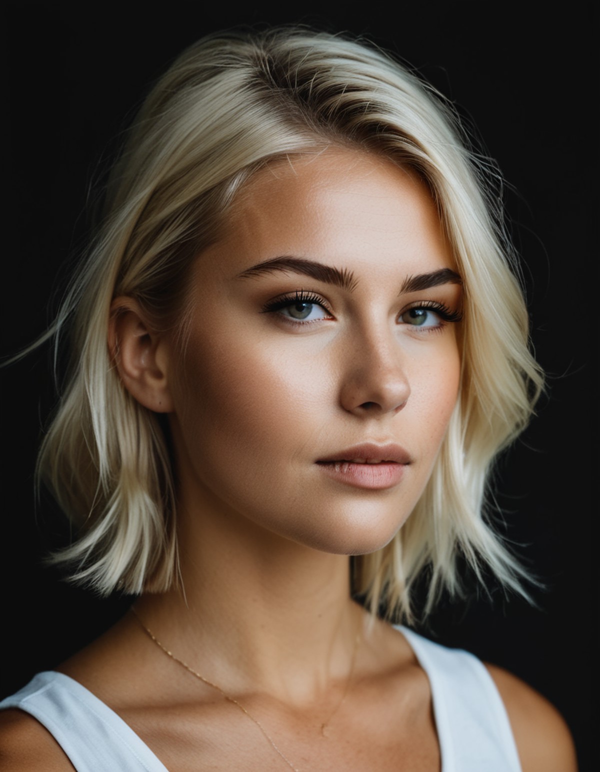 a semi-profile photo of a nordic blonde woman