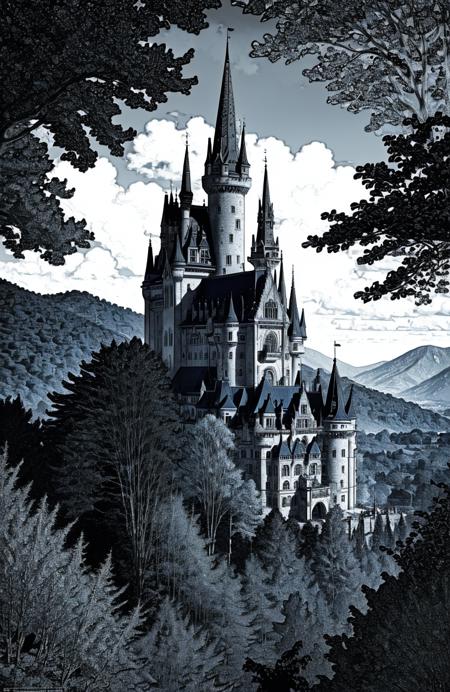 <lora:blackandwhite:1.1> A forbidden castle high up in the mountains, pixel art, (intricate details:1.12), hdr, (intricate details, hyperdetailed:1.15), (natural skin texture, hyperrealism, soft light, sharp:1.2), game art, key visual, surreal