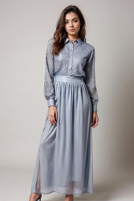 1woman, beautiful, alluring, cute face, detailed face, detailed, masterpiece, full body shot
<lora:Shirt and Long Skirt By Stable Yogi:0.3> Shirt and long skirt dress blue
<lora:DETAIL_SLIDER_BY_STABLE_YOGI:0.8>