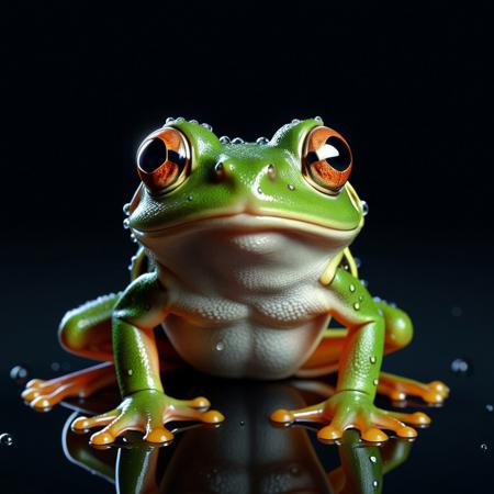 masterpiece, best quality, highres, hyper detail, 8k resolution, realistic, life like, detailed, extreme detail,
cute frog, tearStyle,
dark background, simple background,