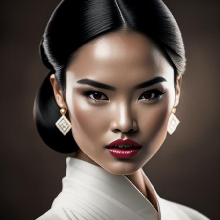 <lora:midvnfacestyle:1> modelshoot style, RAW photo,1girl, 3d, asian, black_hair, blurry, brown_background, earrings, forehead, jewelry, lips, looking_at_viewer, nose, open_mouth, photo,  solo, white skin