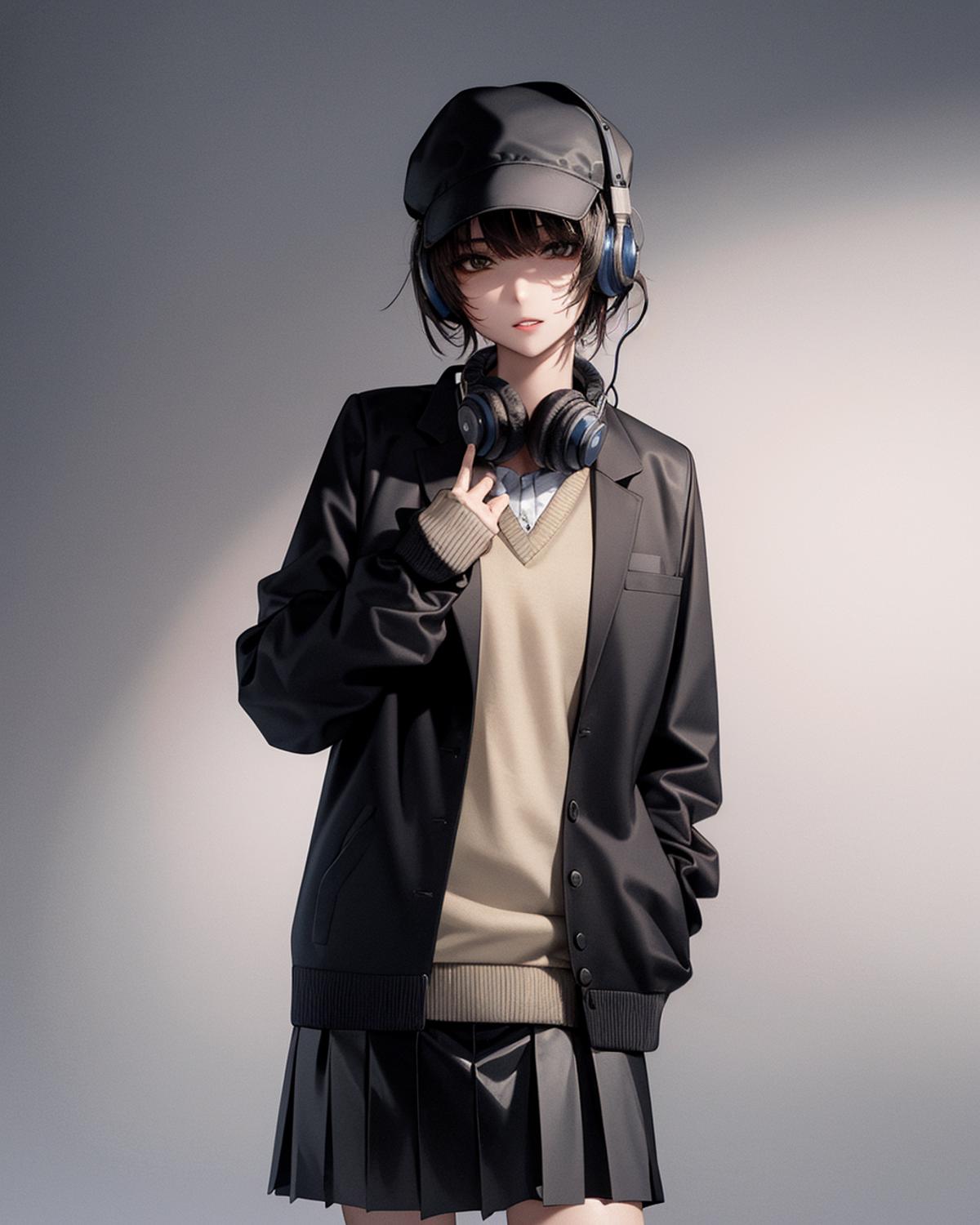tomboy anime girls with headphones