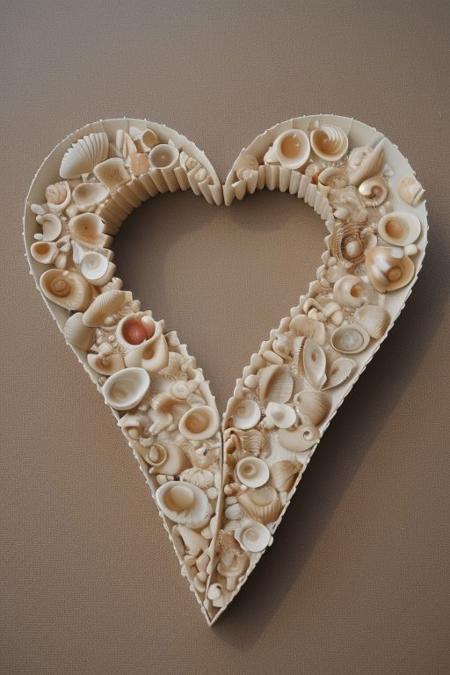 butterfly in a shape of heart ais-shells, made of ais-shells