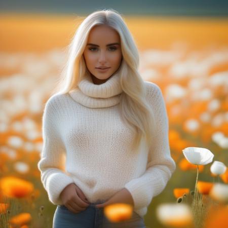 <lora:w00ds2:1>  contrasts <lora:offset_0.2:.5> w00ds, , a elegant woman, on a (white poppy field:1.2), wearing a (cowl-neck-sweater), (flowering-landscape),  (realistic, photo-realistic:1.37), ultra high res, ultra-detailed, incredibly beautiful girl, 8k uhd, dslr, soft lighting, high quality, film grain, Fujifilm XT3