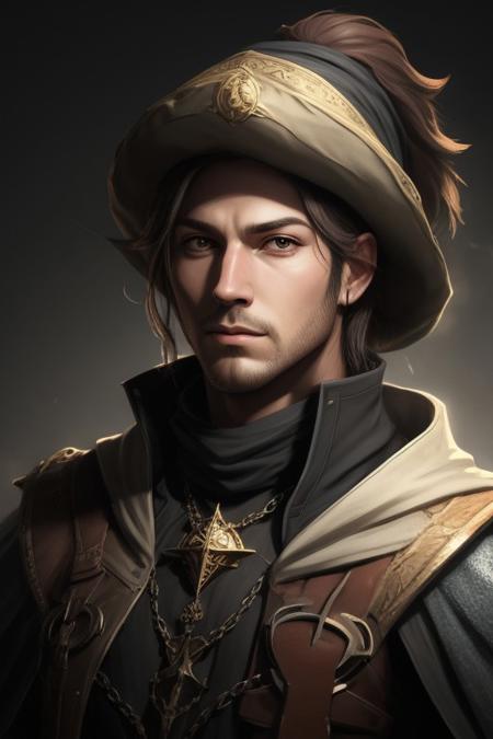 rpg style portrait, chest up, wizard