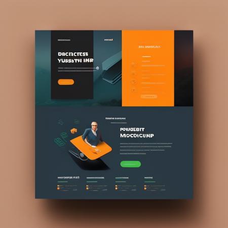 WEBUI design of a landing page for a design company website, UI, UX, Sleek design, Modern, Very detailed, Complimentary colors, 8K