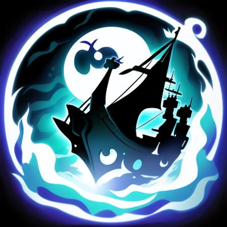 masterpiece,sailor moon silhouette,white glowing,Ghost Ship