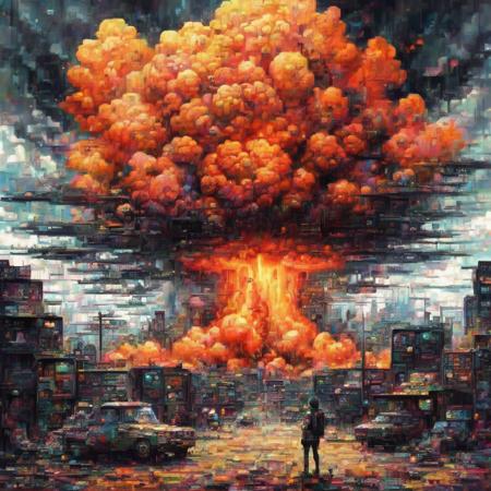 a nuclear explosion, outdoor,luisap,anime,   <lora:one10_lora:0.7>