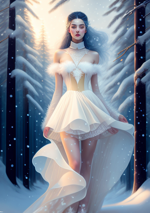 falling snow, dynamic pose, pinup body, ((figure skaters with flowing skirt, sheer layered petticoat)), standing ((in a pi...