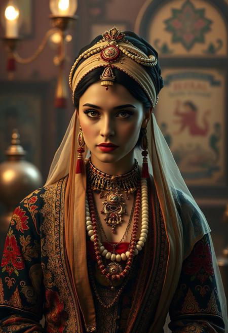 source_photo, photorealistic, masterpiece, 4k, ray tracing, intricate details, highly-detailed, hyper-realistic, 8k RAW, cinematic light, dramatic light, shallow depth of field,  high budget, bokeh, cinemascope, best view, best angle, XIXth century, Baudelaire, orientalist, collector, surrealist poetry, "Les yeux fixés sur moi, D'un air vague et rêveur elle essayait des poses, Et la candeur unie à la lubricité
Donnait un charme neuf à ses métamorphoses"