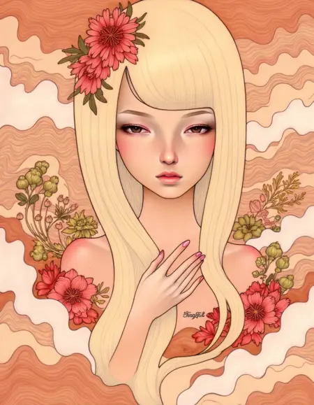 Japanese Art Nouveau - Audrey Kawasaki Style