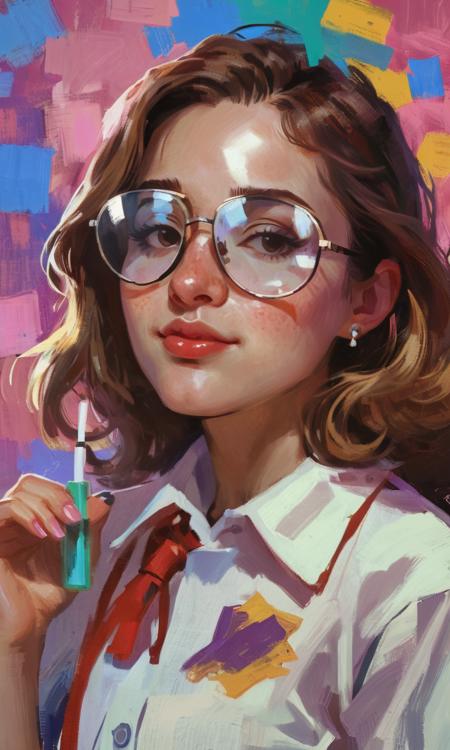 lcas artstyle, (indistinguishable from reality:1.4), 1girl, A beautiful (Pokimane:0.99) psychiatrist, 1986, (detailed facial features), (freckles:0.2), (acne:0.1), PAWG, aviator glasses, flirty, smirk, classy, Nikon FM2, 35mm SLR, high quality, masterpiece, 8k, <lora:DiscoDeliriumXL-v1.2:1>,