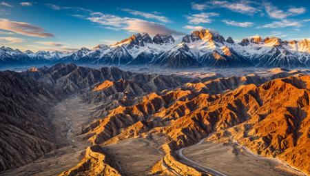 ((masterpiece:1.4,best quality)), cloud,  outdoors
(mountains), scenery, sky, (dessert:1.4),
(early morning:1.4),morning red, high detail, abundant, 8k, high detail, wallpaper,