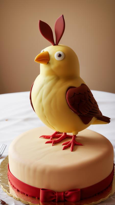 CakeStyle bird. Marzipan cake shaped like bird. <lora:CakeStyle:0.55>