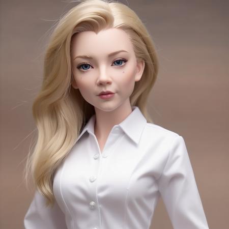 (ohwx woman)  <lora:NatalieDormer:1> in white dress, plastic Anime Figure Adult Collection Model Doll Toys