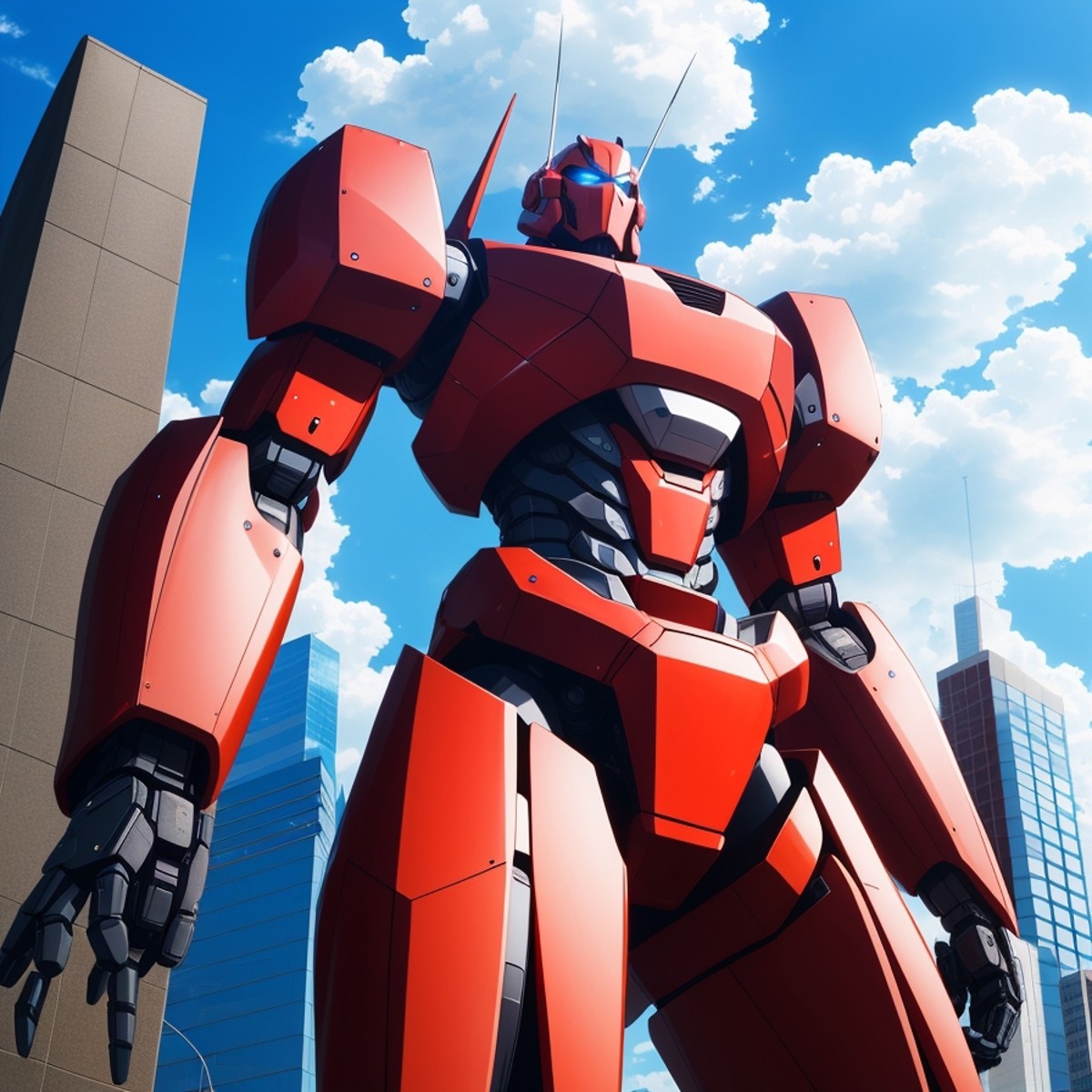 an anime screencap of a giant robot from an anime movie from the 80's, basic anime style