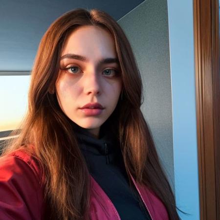 A selfie style photo of the last 25 year old woman from the last day of human kind on earth, extremely detailed, apocalypse, end of times
