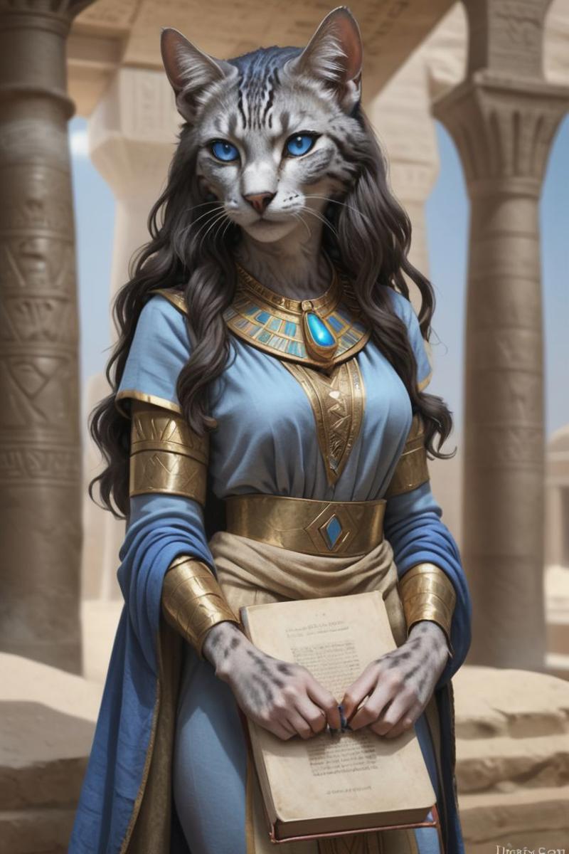 Fantasy, Realistic, <lora:pathfinderCatfolk_v10:1>, female, catfolk, Egyptian Mau, young adult(20s) , good looking,), ( wa...