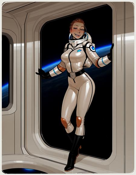 IllustriousQual, detailed face,
tall woman, milf, solo, thick build, long brown hair, hair pulled back, medium breasts, long legs, (muscular thighs:0.3),
flirty smiling, wearing a spacesuit and helmet, on a space station, posing in an airlock, view of blue planet out of window,
<lora:incaseIllustrious:0.8> incase style,
