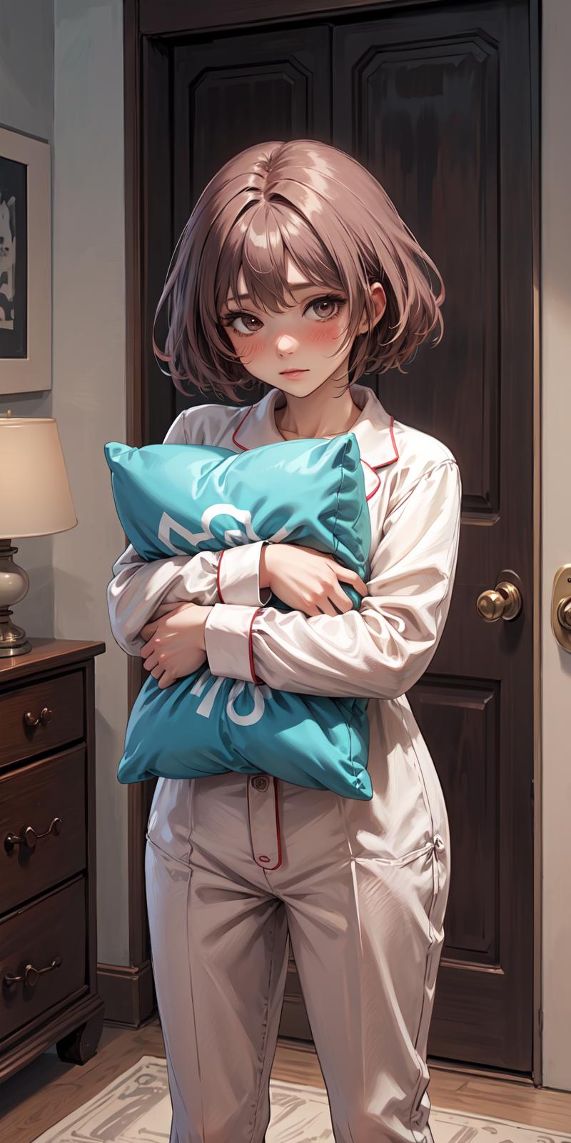 pillow hug/ holding pillow with speech bubble Concept LoRA image by Lan2023