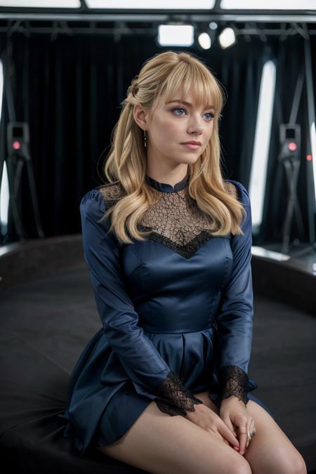 masterpiece, best quality, cinematic, volumetric lighting, very detailed, high resolution, sharp, sharp image, 4k, 8k, 35 mm,
<lora:EmmaStone_smf_lora_v02:0.9>, 1girl, e8m4s70n3-smf, blonde hair, solo, sitting, photo (medium), dress, realistic, solo focus, jewelry, earrings, blue eyes, blurry, lips, long hair, long sleeves, blurry background, black dress, skirt, bangs, depth of field, ponytail