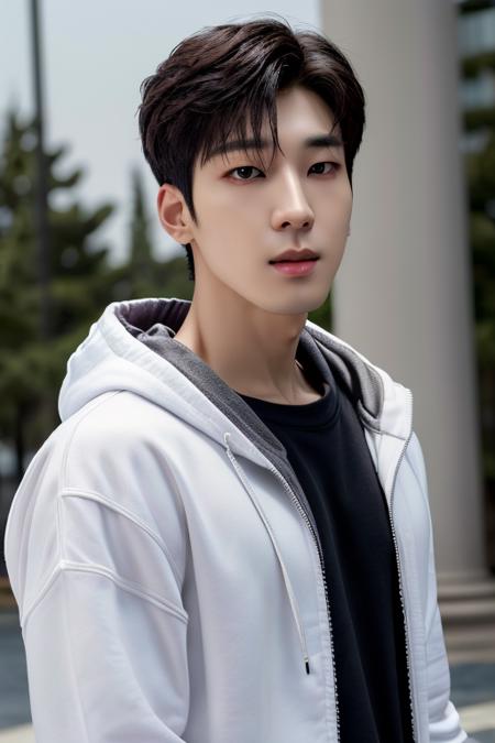 wonwoo, face, hoodie, upper body (absurdres, highres, ultra detailed),((masterpiece)), ((best quality:1.1)), High Resolution, 8k,1boy, best quality, masterpiece, (photorealistic:1.4), 4k, high quality, masterpiece, best quality, highres, dynamic poses, realistic, mature male, looking at viewer  <lora:tangbohu-detailer_1.0:0.3> <lora:wonwoo-10:0.9>