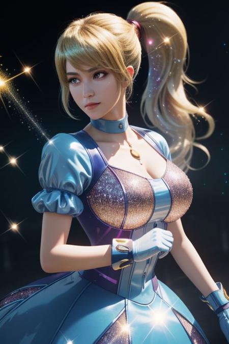 (samus aran) dressed in (puffy blue latex kanamemadokaoutfit), (ponytail), magical girl, masterpiece, best quality, (perfect face, beautiful face, symmetric face), (sparkles, sparkling hair, sparkling clothes, sparkles around face:1.3),
cinematic style, 8k, RAW photo, photo-realistic, masterpiece, best quality, absurdres, incredibly absurdres, huge filesize, extremely detailed, High quality texture, physically-based rendering, Ray tracing,
