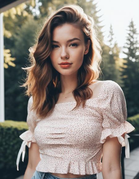 instagram, portrait photo of a 22 y.o woman, fair skin, wearing cute top, posing