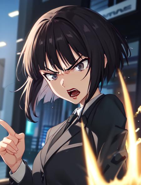 best quality, masterpiece, highres, detailed, digital artwork, <lora:Detail - add_detail:0.2>, AmamiyaRON, grey eyes, lipstick, short hair, black jacket, tie, white shirt, <lora:Character - AmamiyaRON:0.8>, upper body, crime scene, shouting, angry,