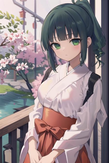 harutakimi, <lora:harutakimitest:1>, haru takimi, bangs, (green eyes:1.5), ponytail, green hair, blunt bangs, (medium breast:1.2)
BREAK skirt, japanese clothes, hakama, hakama skirt, miko, red hakama,
BREAK looking at viewer,
BREAK outdoors, shrine,
BREAK <lora:GoodHands-vanilla:1>, (masterpiece:1.2), best quality, high resolution, unity 8k wallpaper, (illustration:0.8), (beautiful detailed eyes:1.6), extremely detailed face, perfect lighting, extremely detailed CG, (perfect hands, perfect anatomy),