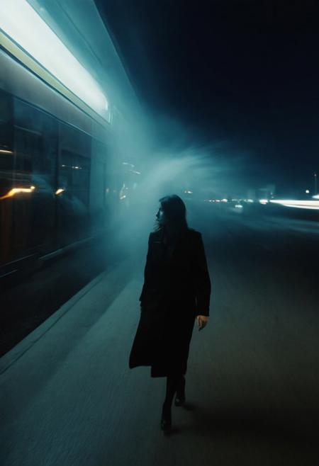surrealist candida, ghosts, dreamlike, avant-garde, satire,everyday, surrealism, idioms candid. Strong Contrast. By Alex Andreev. sephia-tinted photography. with motion blur, slow shutter speed, and streaks of light.