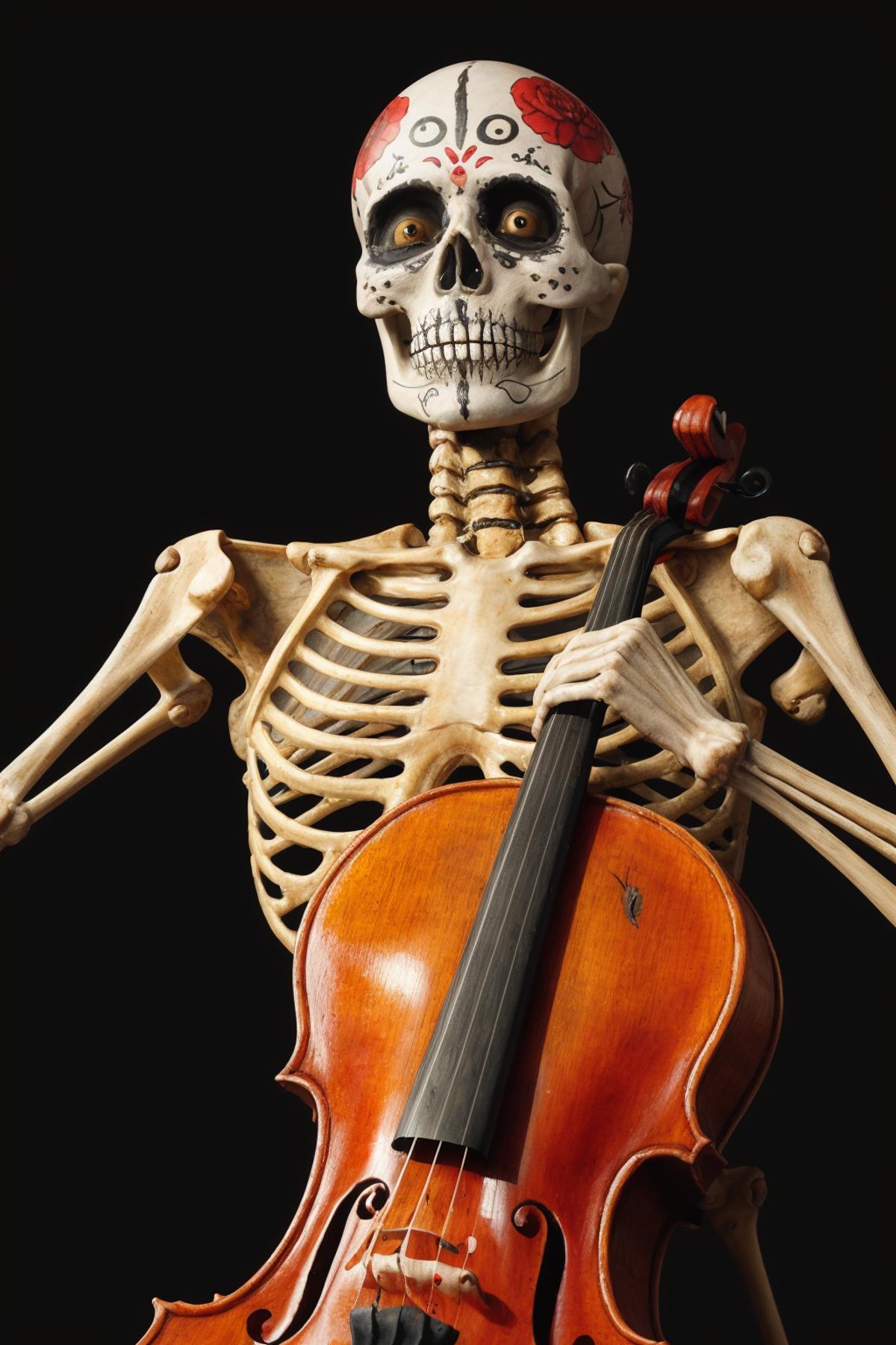 A Skeleton Playing a Violin