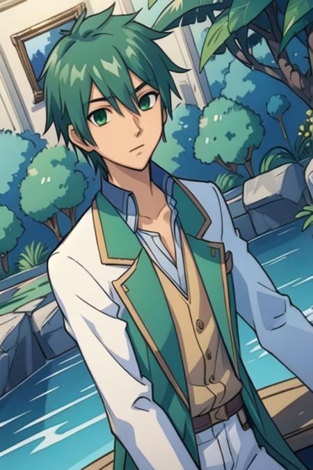 ryuu_tsuji green hair green eyes