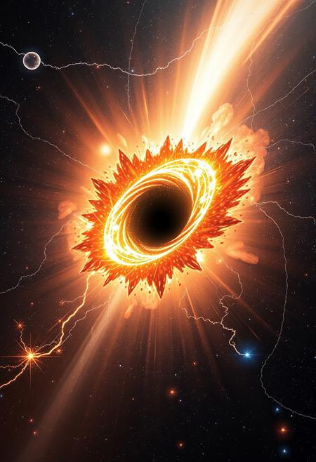THE CREATION OF THE UNIVERSE THROUGH THE IMPLOSION OF A SUPERNOVA BLACK HOLE EMITTING ENERGY FULLON LIFEFORCE SPECTACULAR COSMIC BIRTH